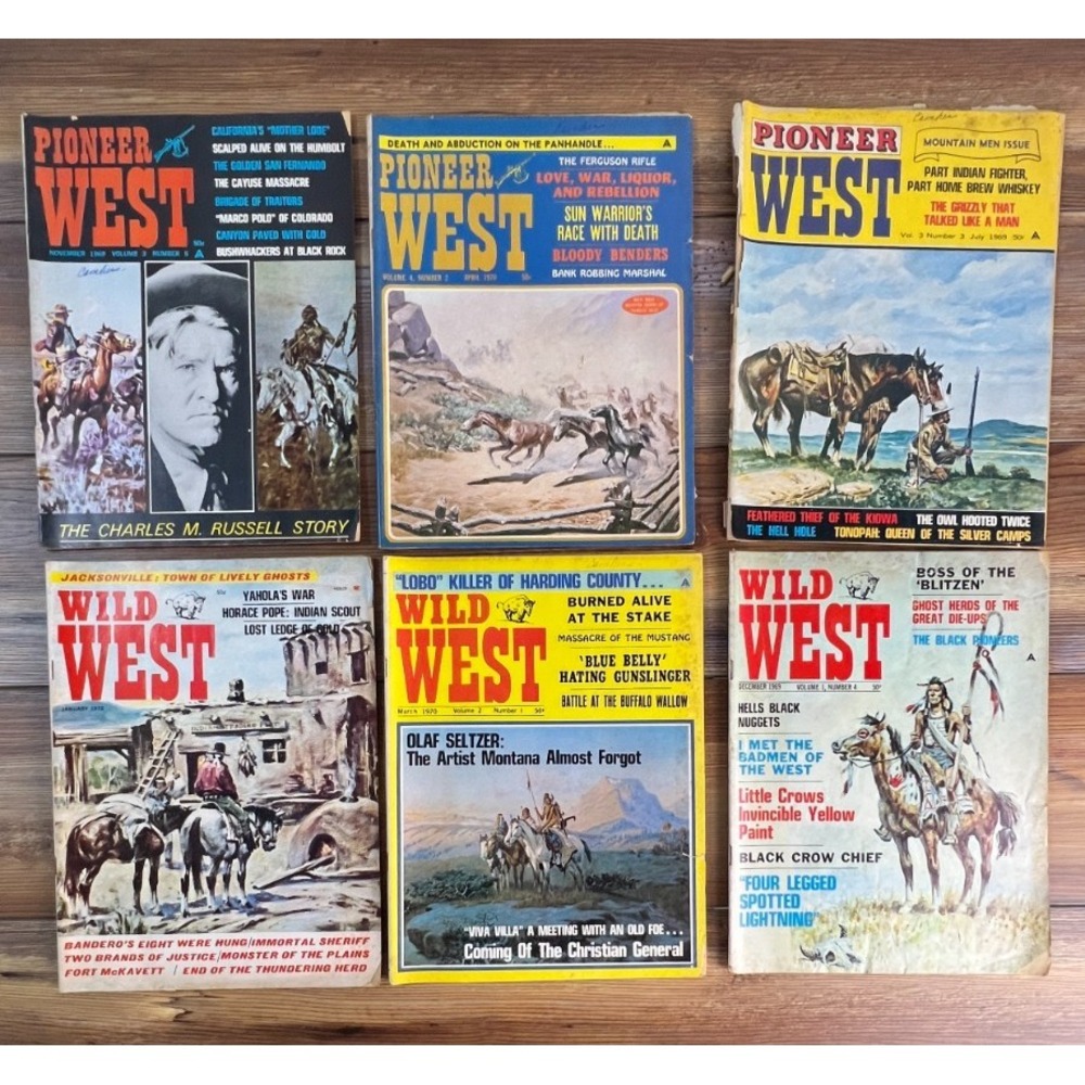 Lot of 6 Vintage Pioneer West & Wild West Magazines 1969-1972 Old West